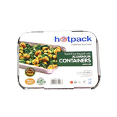 Aluminium Containers with Lid 83120 ( 1200 CC ) 235 mm Length x 190 mm Width x 35 m,m Height 10 Pieces - hotpackwebstore.com - Aluminium Containers